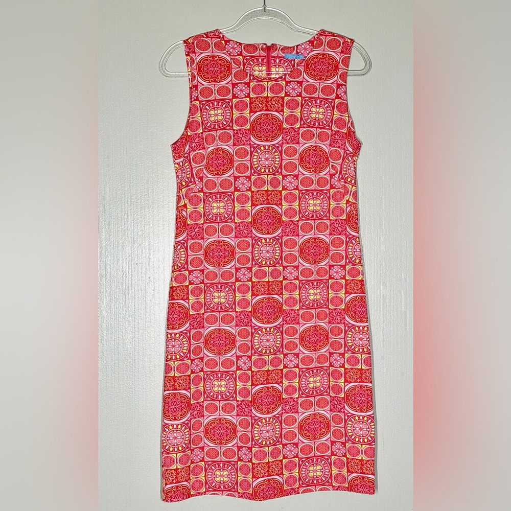 J. McLaughlin Sleeveless orange and yellow Mosaic Print Shift Dress